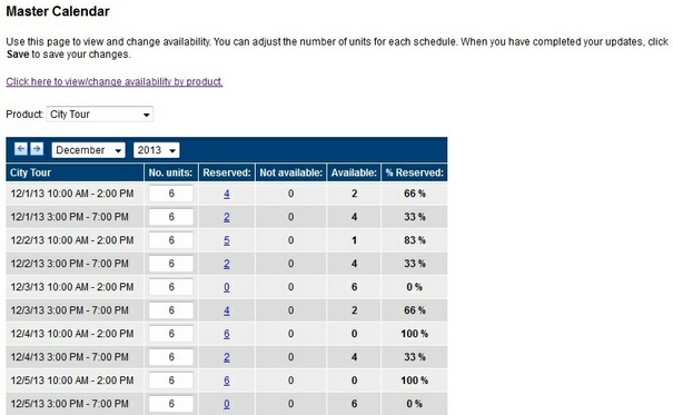 Master Calendar - Schedules view